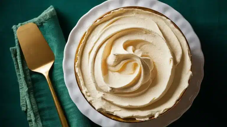 Creamy and smooth cream cheese filling swirled in a bowl.