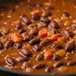 Beef chili with a smoky peanut butter-infused broth.