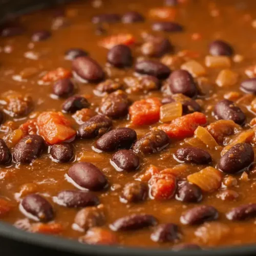 Beef chili with a smoky peanut butter-infused broth.