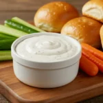 Best Texas Roadhouse ranch dressing recipe styled in a jar with veggies and rolls.