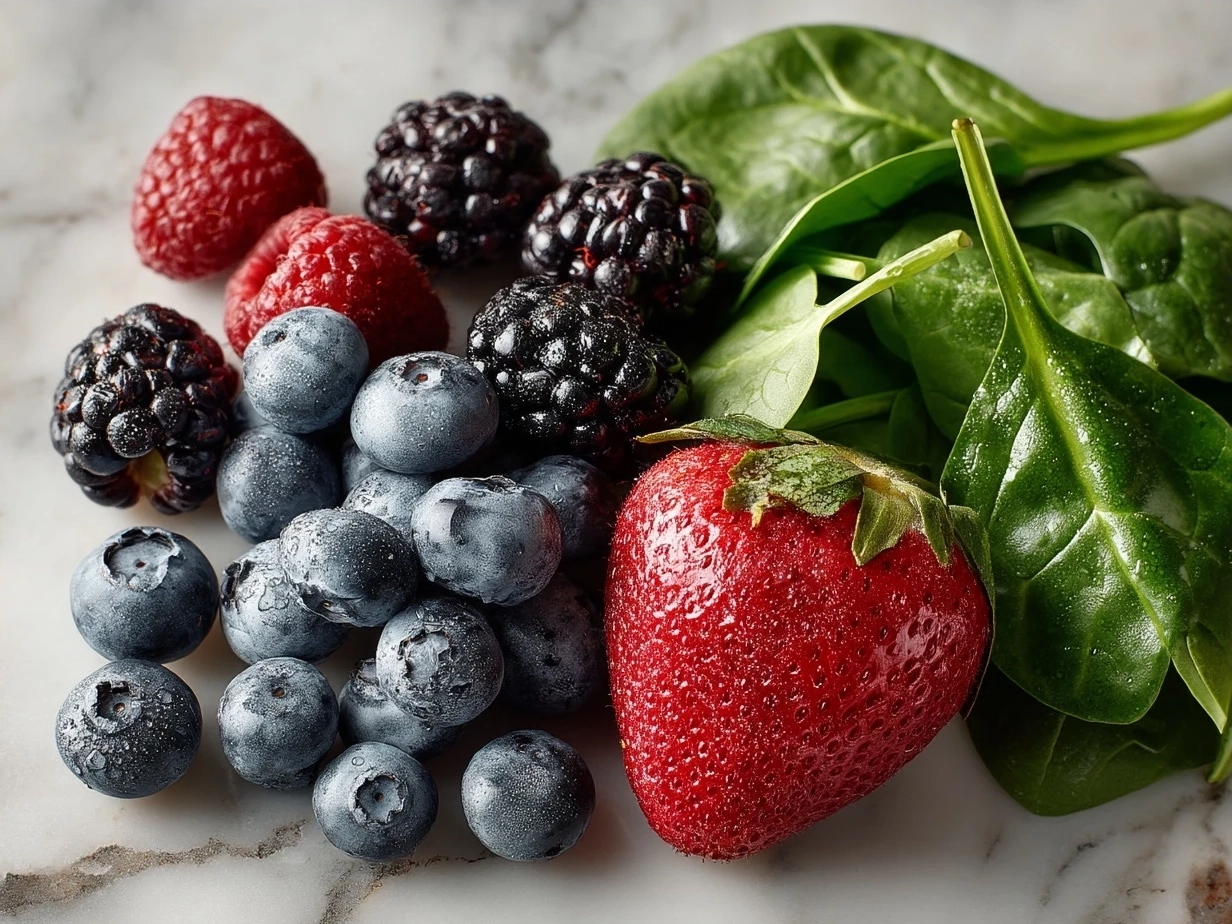 Ingredients for Berry Spinach Smoothie
