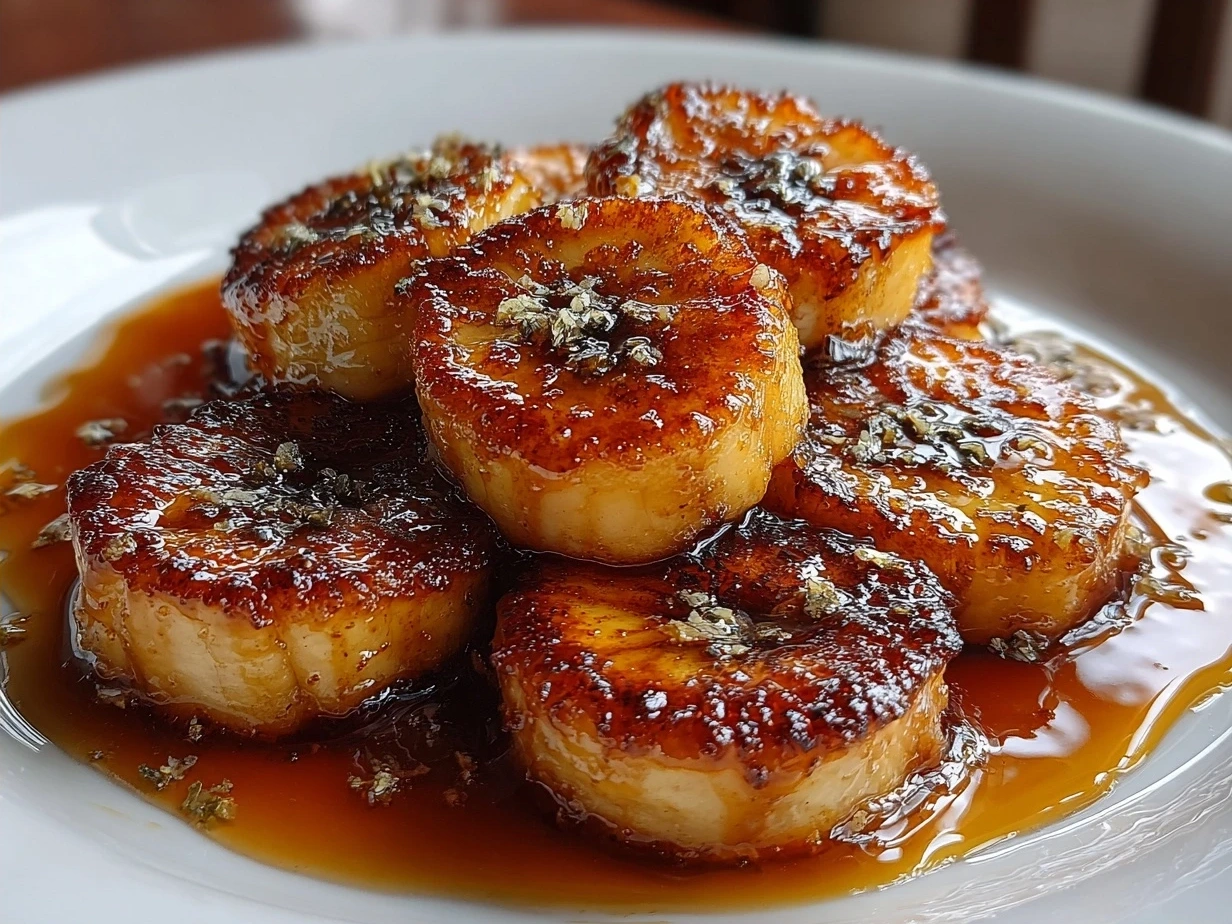 Final Caramelized Baked Banana Slices dish ready to serve with golden caramelized edges