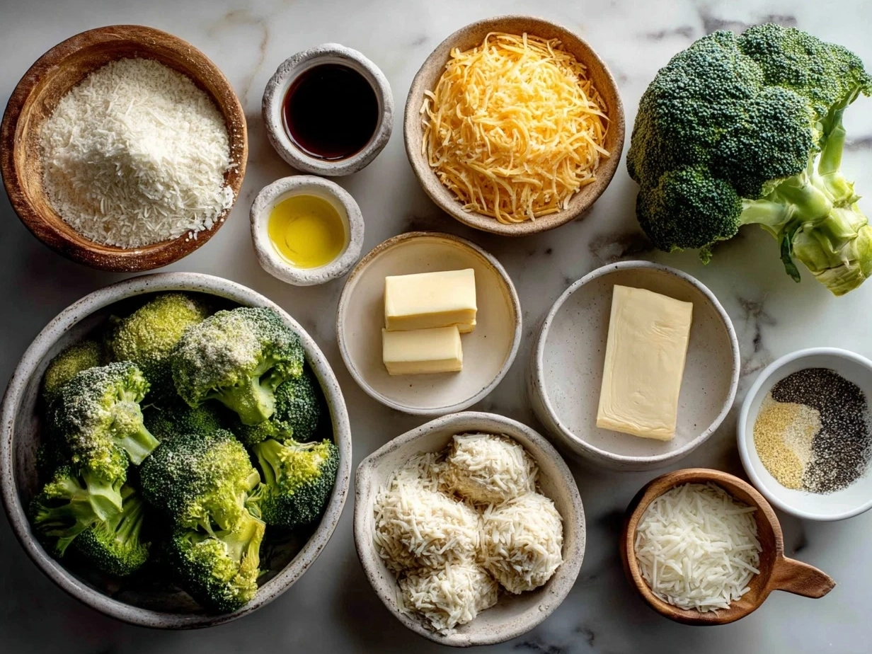Ingredients for Cheesy Broccoli Chicken and Rice Casserole