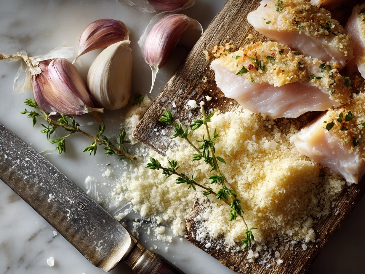 Ingredients for Chicken Garlic Parmesan Pasta including chicken breasts, butter, garlic, cream, parmesan cheese, and pasta
