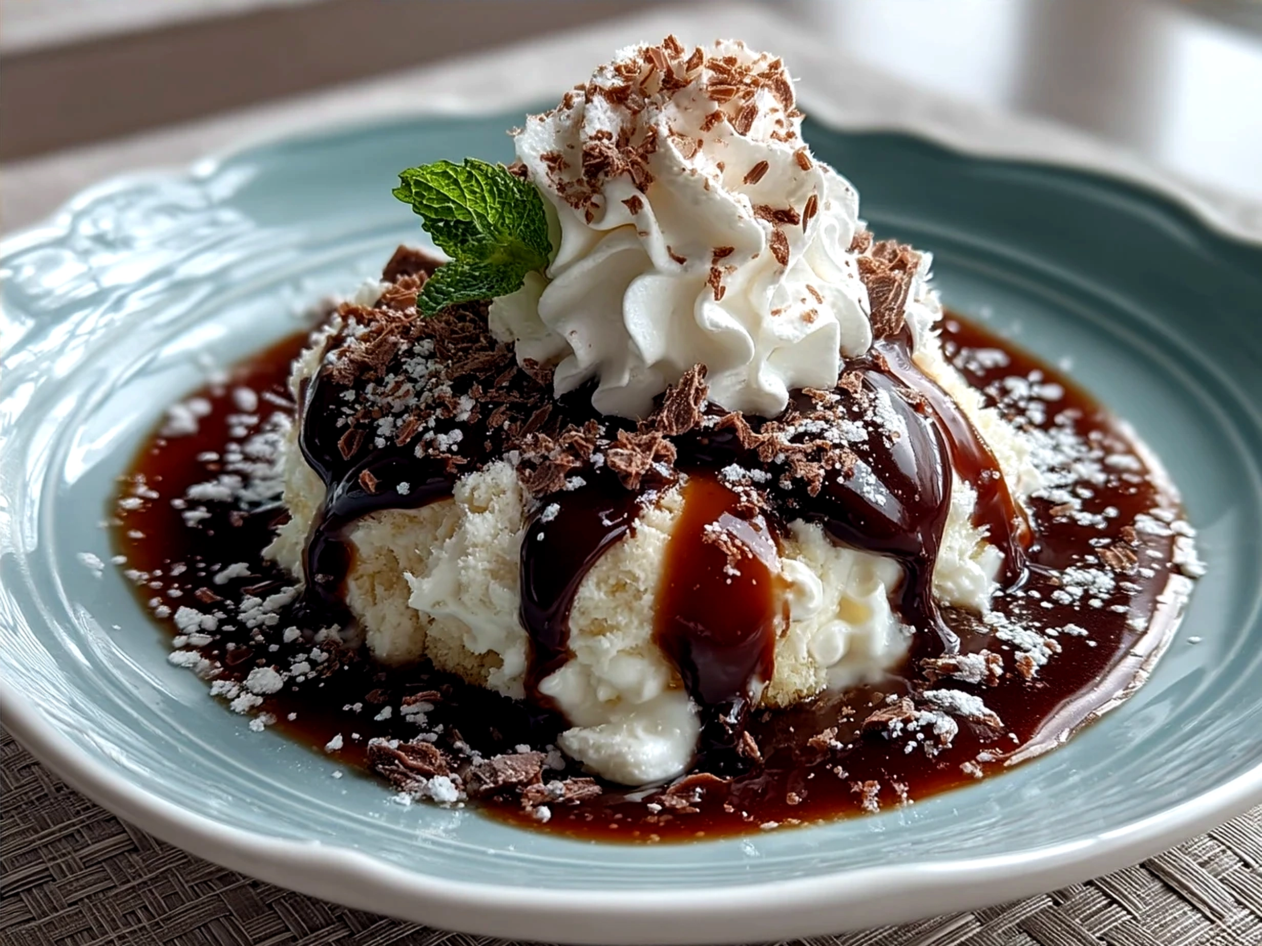 Chocolate Cream Delight served in glass bowls with whipped cream and chocolate shavings