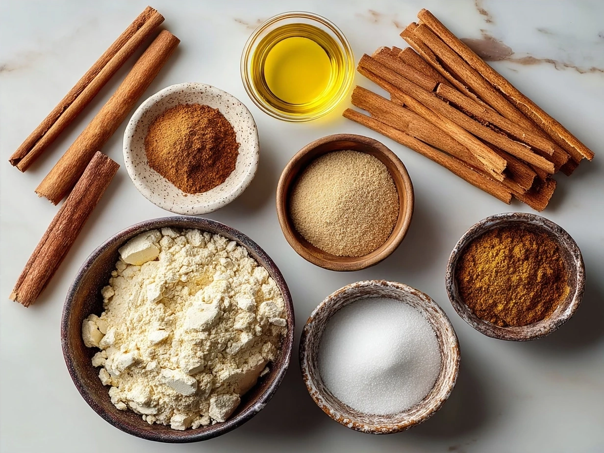 Ingredients for homemade cinnamon tortilla chips showing tortillas, cinnamon, sugar, and butter