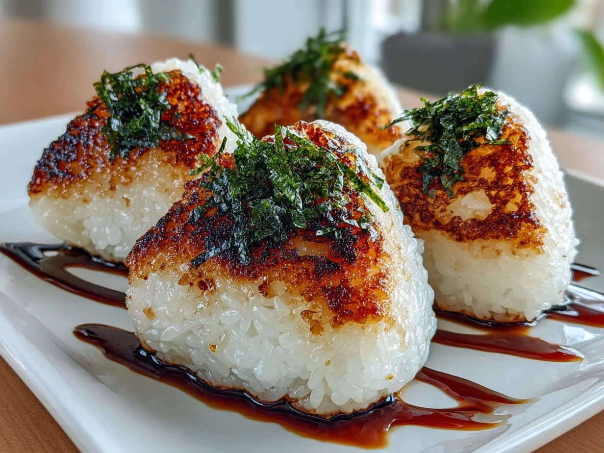 Close-up of freshly prepared Easy Yaki Onigiri