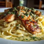 Close-up of Homemade Chicken Piccata Pasta
