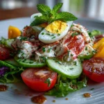 Close-up of Paleo Crab Louie salad