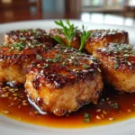 Close-up of Turkey Medallions with Orange Teriyaki Sauce