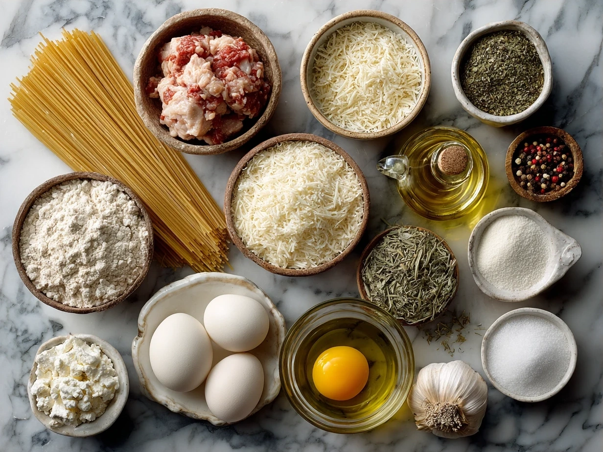 Ingredients for Crockpot Chicken Spaghetti laid out on a kitchen counter
