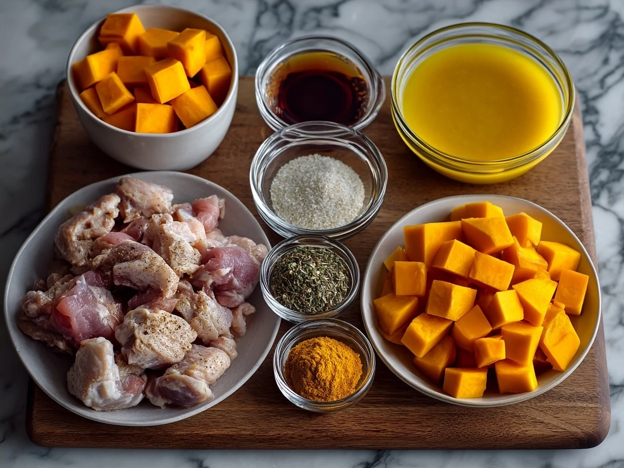 Ingredients for Crockpot Maple Dijon Chicken With Butternut Squash