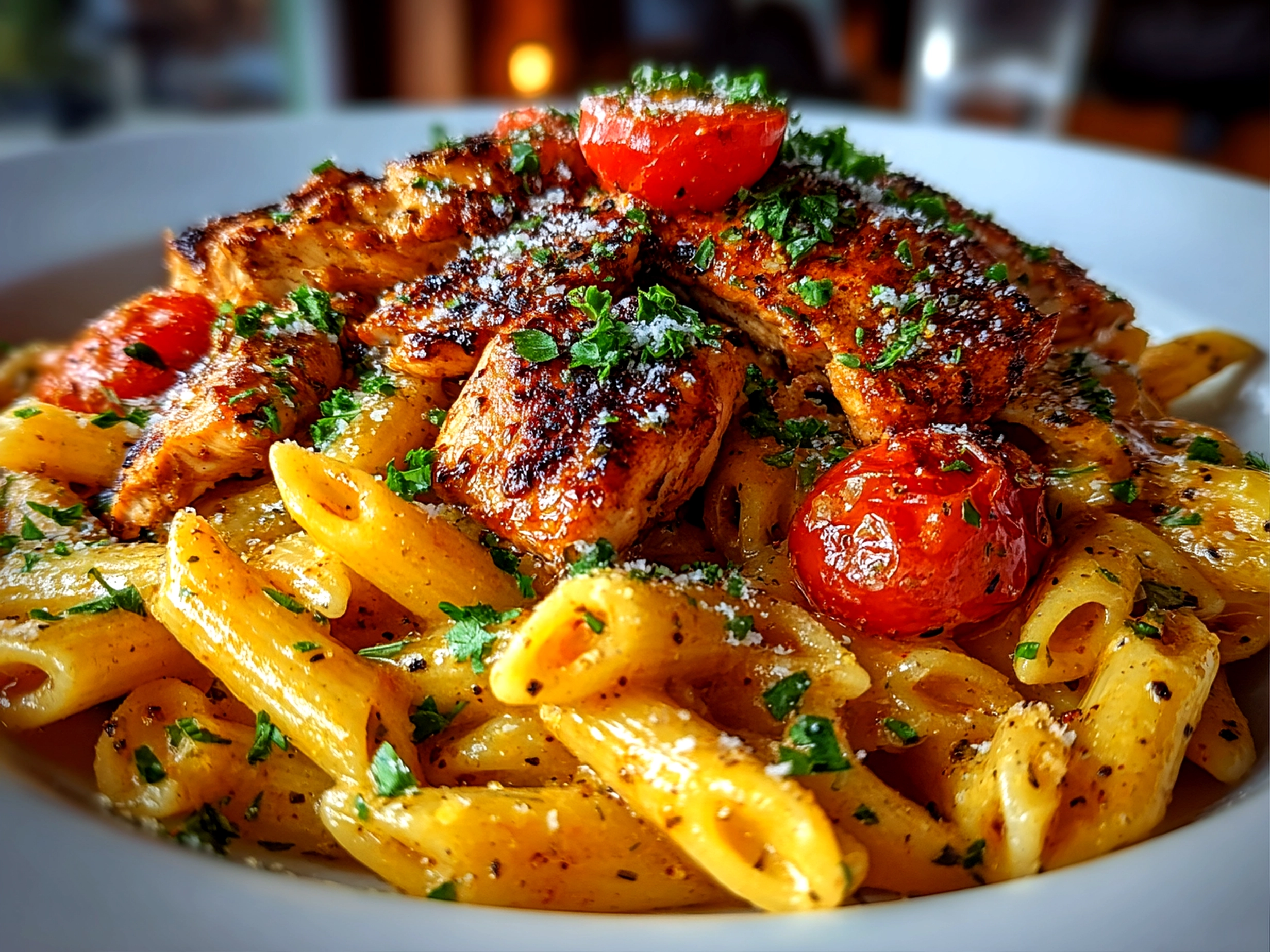 Delicious Cajun Chicken Pasta Close-up