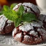Delicious Chocolate Mint Crinkles on White Plate