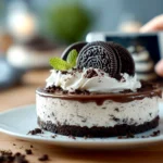 Delicious no bake Oreo cheesecake close-up