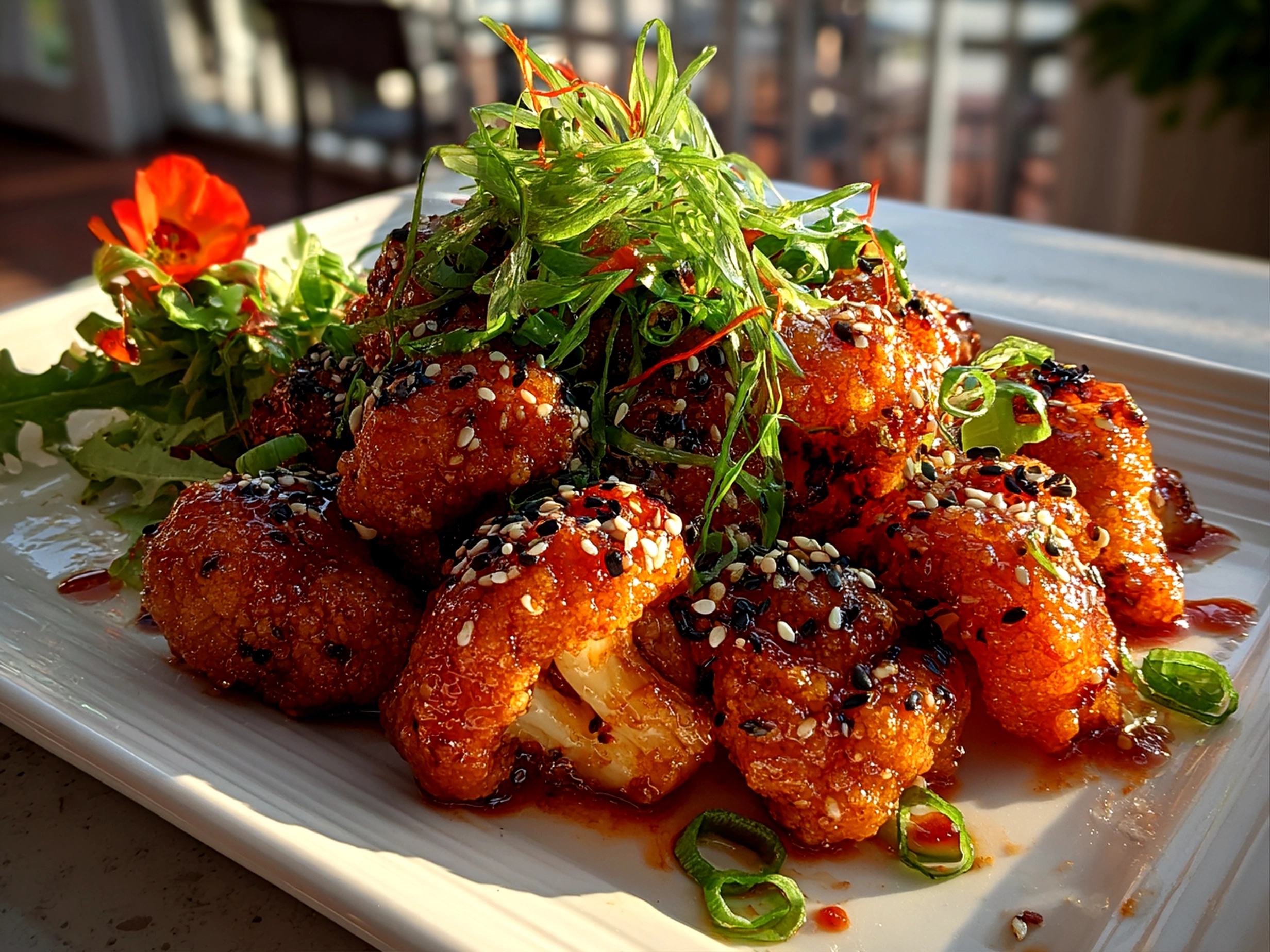 Delicious Spicy Korean Cauliflower Close-up