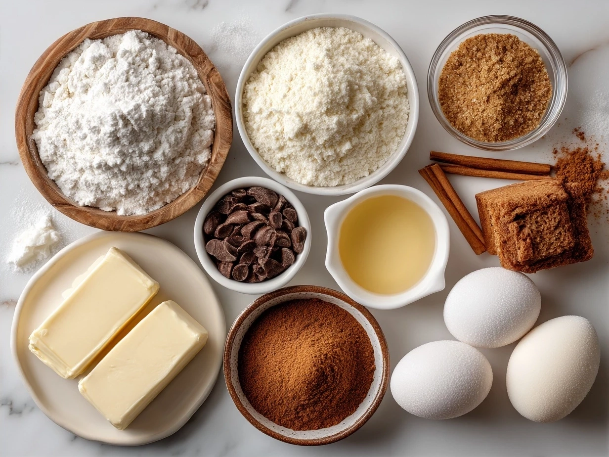 Ingredients for French Toast Casserole laid out on a kitchen counter
