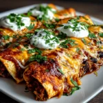 Freshly prepared ground turkey black bean enchiladas