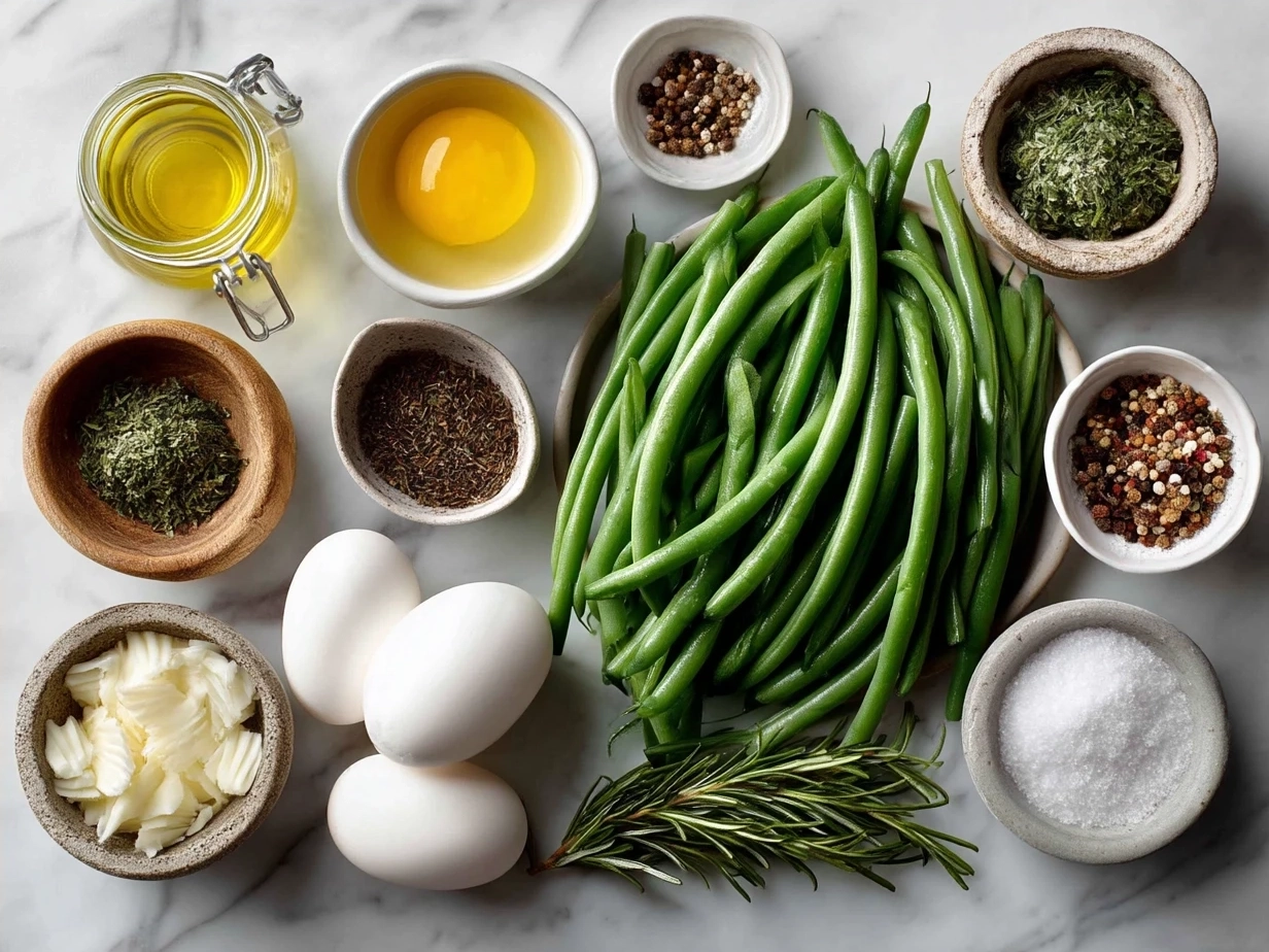 Ingredients for cooking fresh green beans