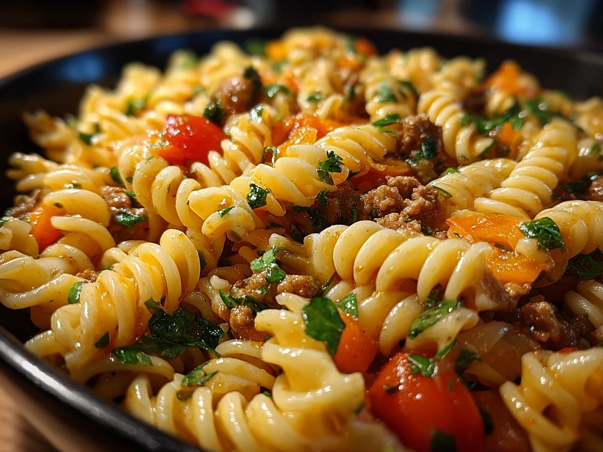 A comforting bowl of Ground Turkey Pasta ready to serve