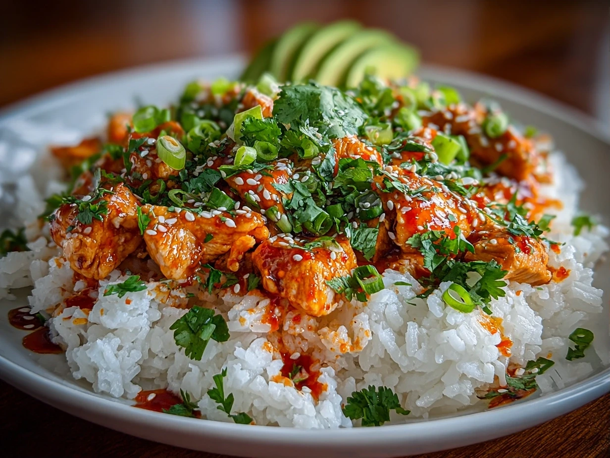Introduction Image of Honey Sriracha Chicken Rice Bowl
