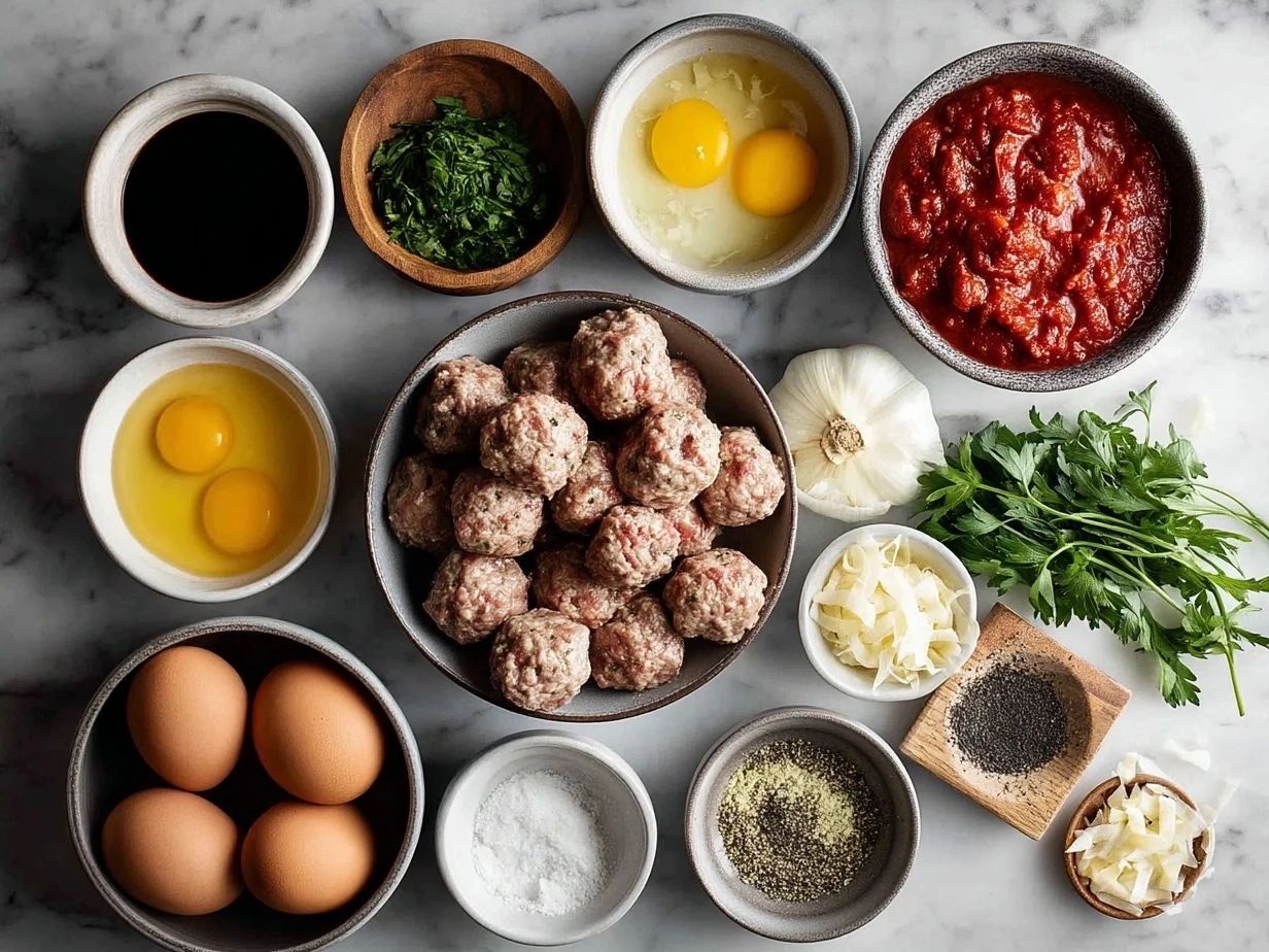 Ingredients for Keto Italian Meatballs with Marinara Sauce