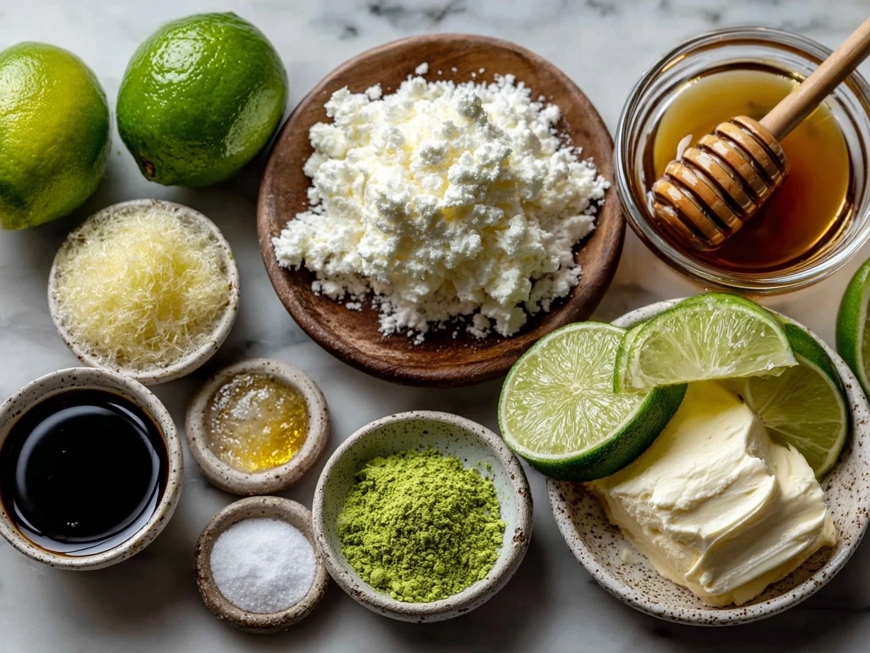 Ingredients for Key Lime Pie laid out on a surface