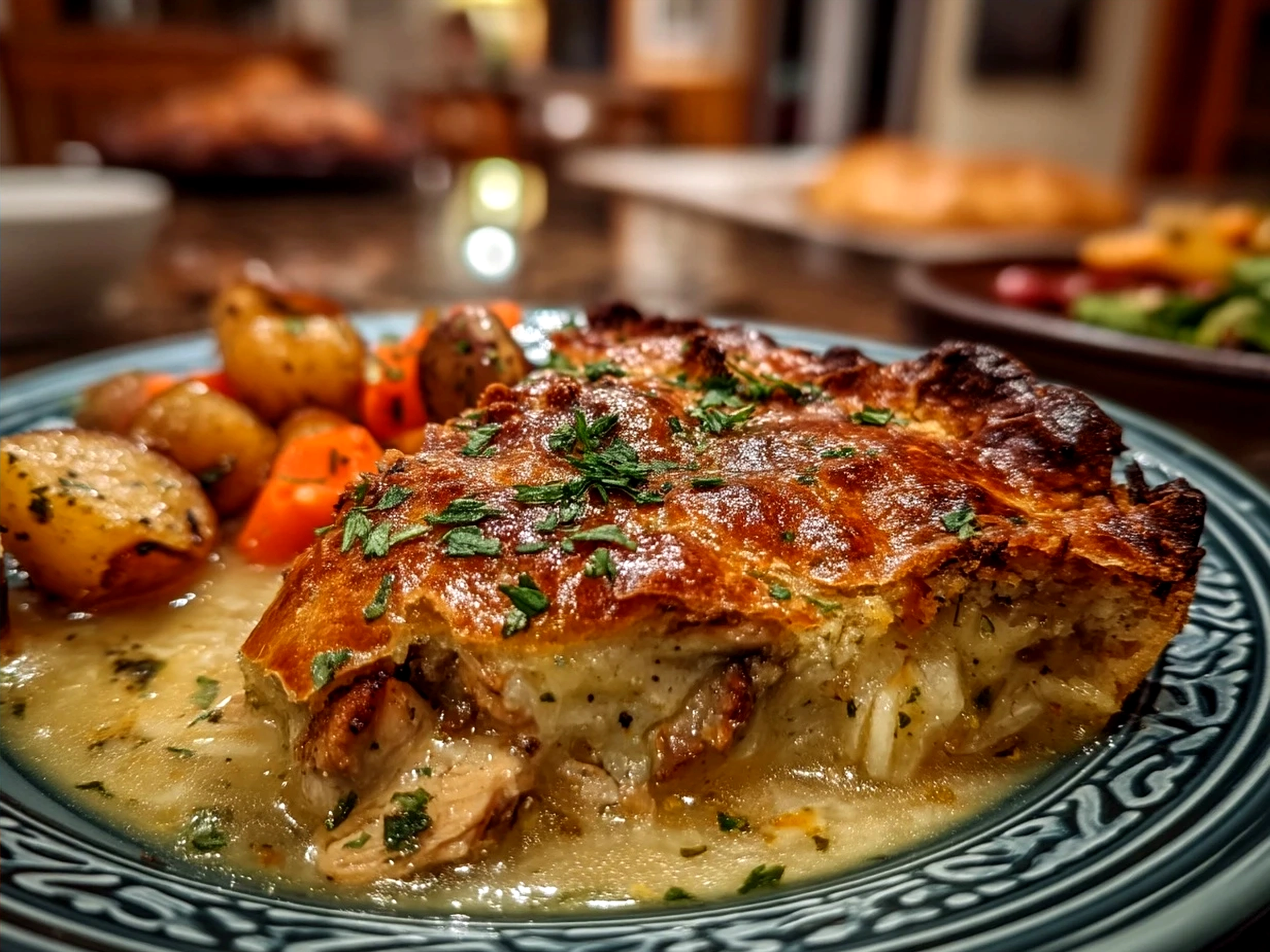 Serving of Low Carb Chicken Casserole with sides