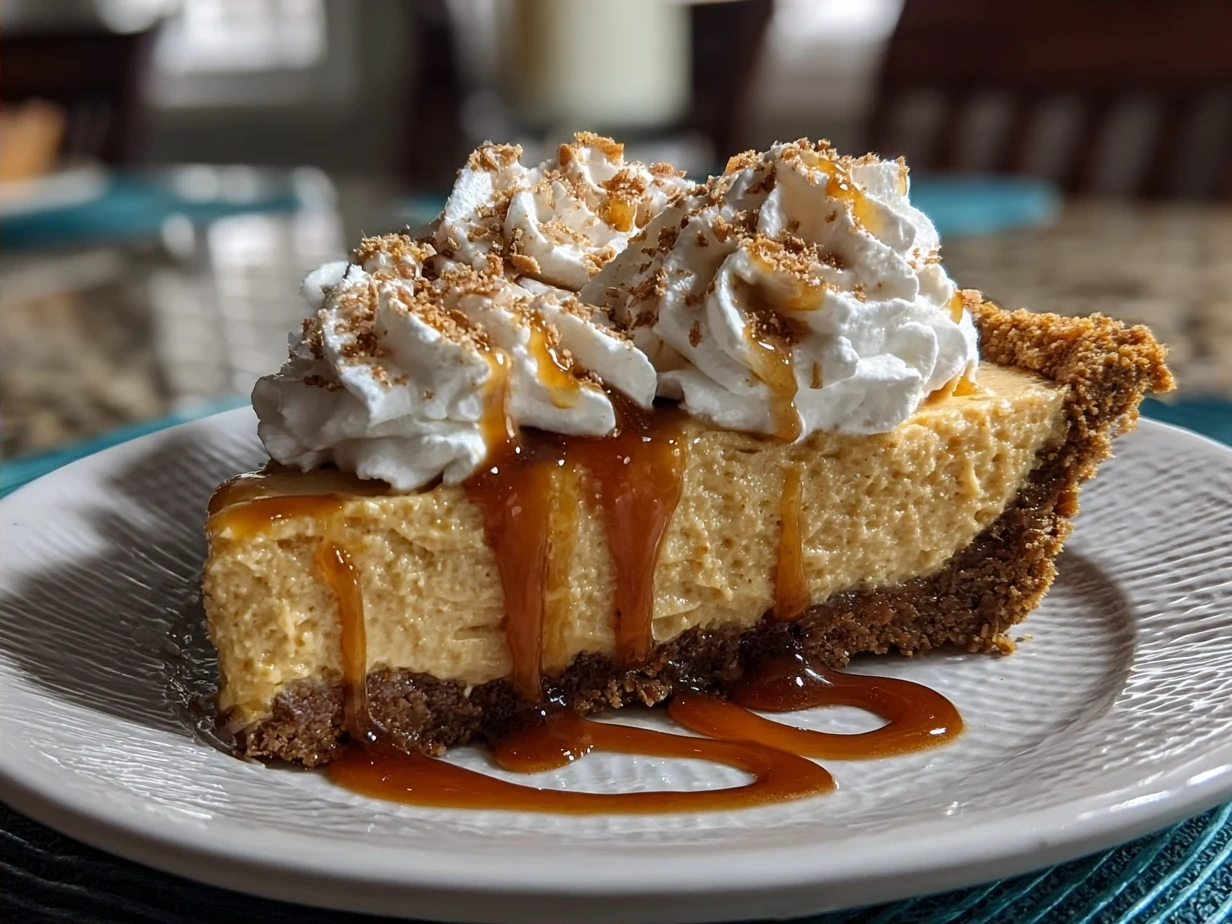 Slice of Old Fashioned Peanut Butter Pie served with whipped cream and chopped peanuts