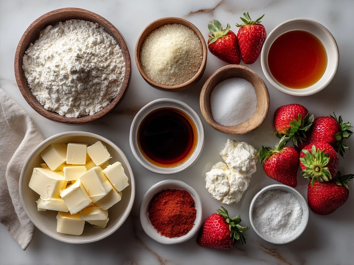 Ingredients for Strawberry Cheesecake Stuffed Cookies