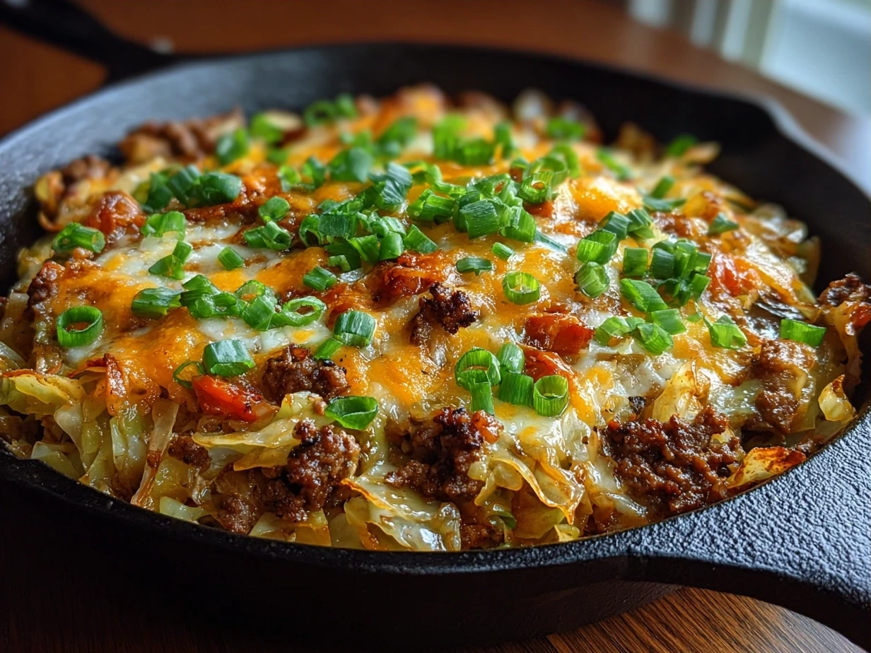 Final Tex Mex Cabbage Skillet cooked and ready to serve