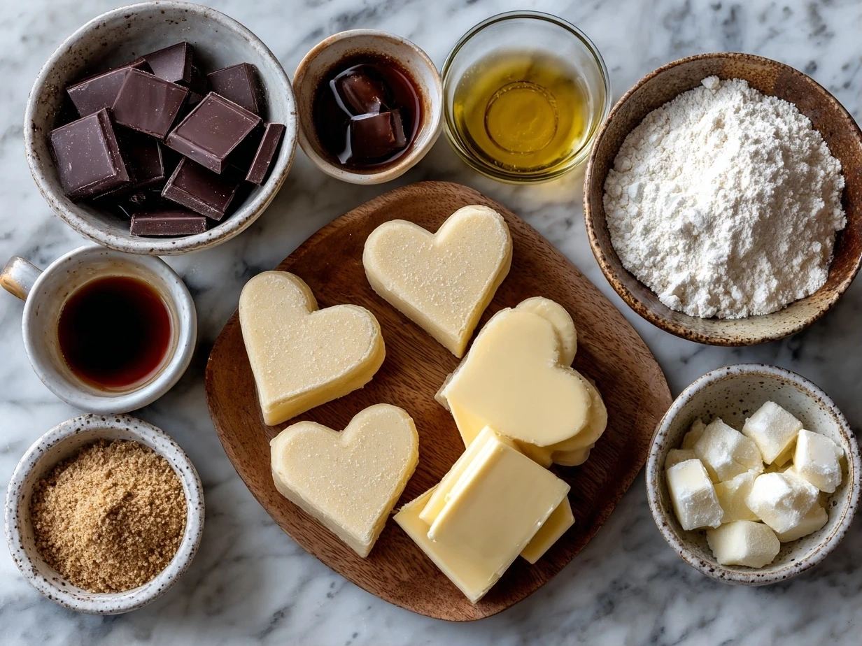 Ingredients for Chocolate Cut-Out Heart Cookies