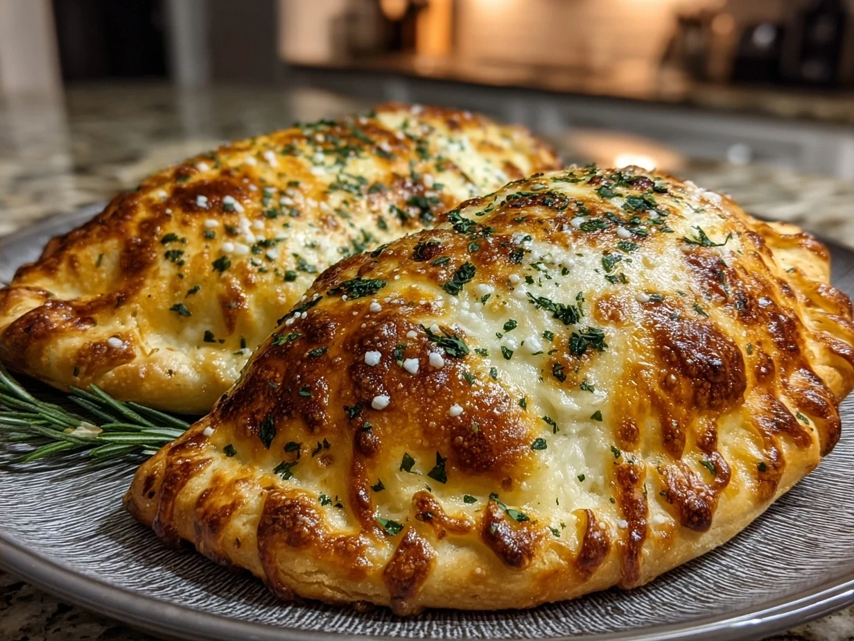 Golden baked Touchdown Calzones served on a plate ready to enjoy