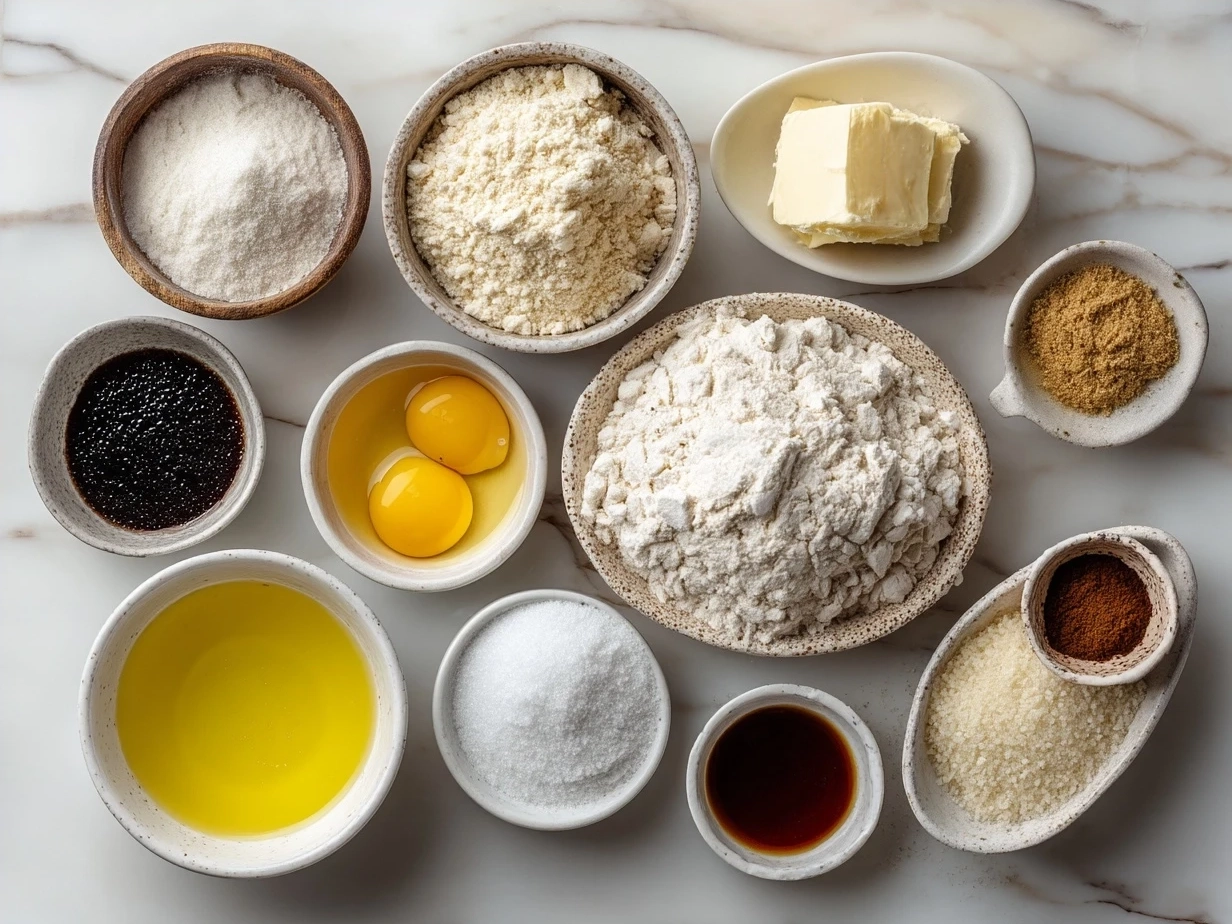 Ingredients for Vanilla Bean Creme Brulee Cheesecake Cupcakes