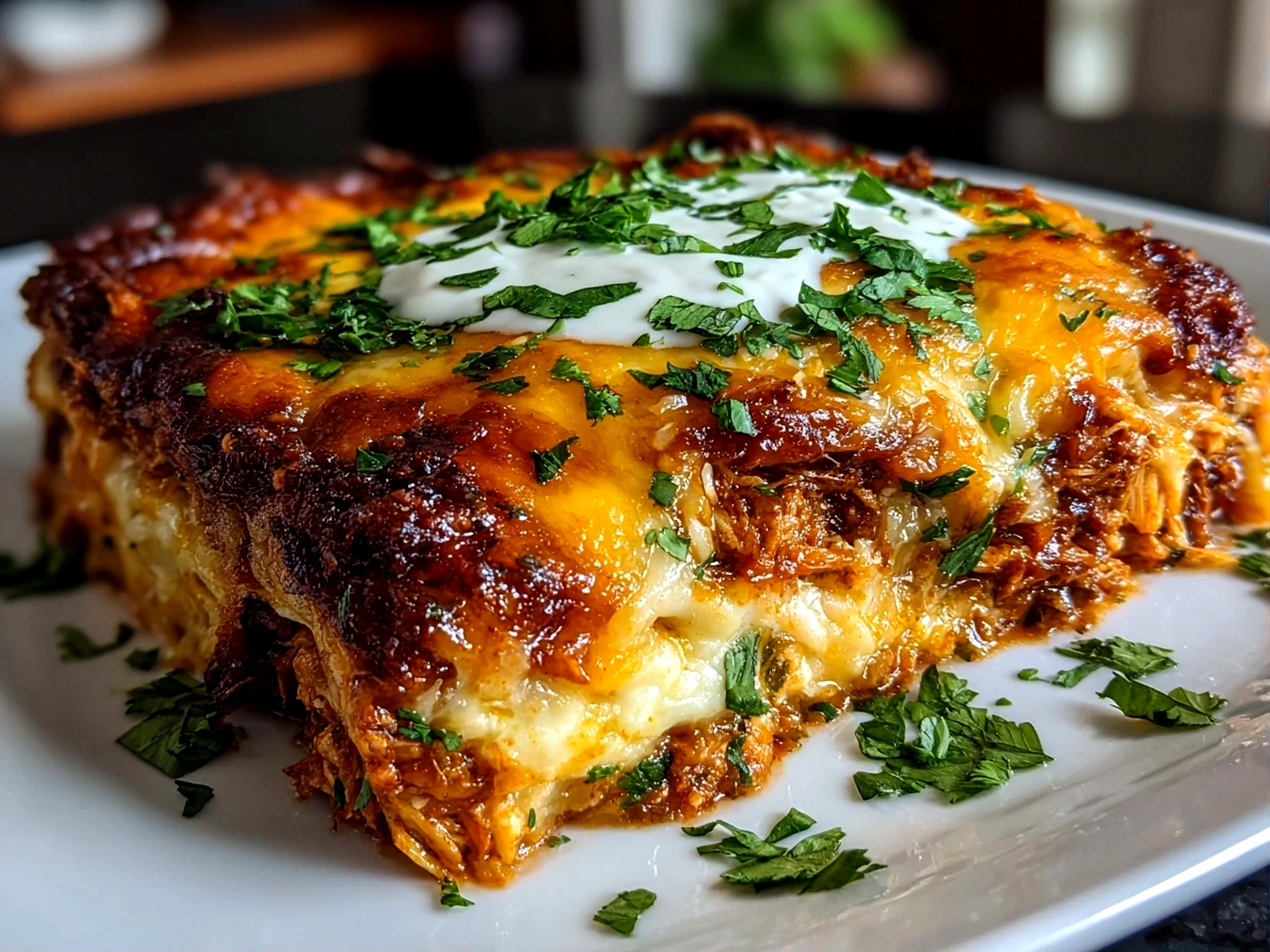 Comforting Homemade Shredded Chicken Enchilada Casserole