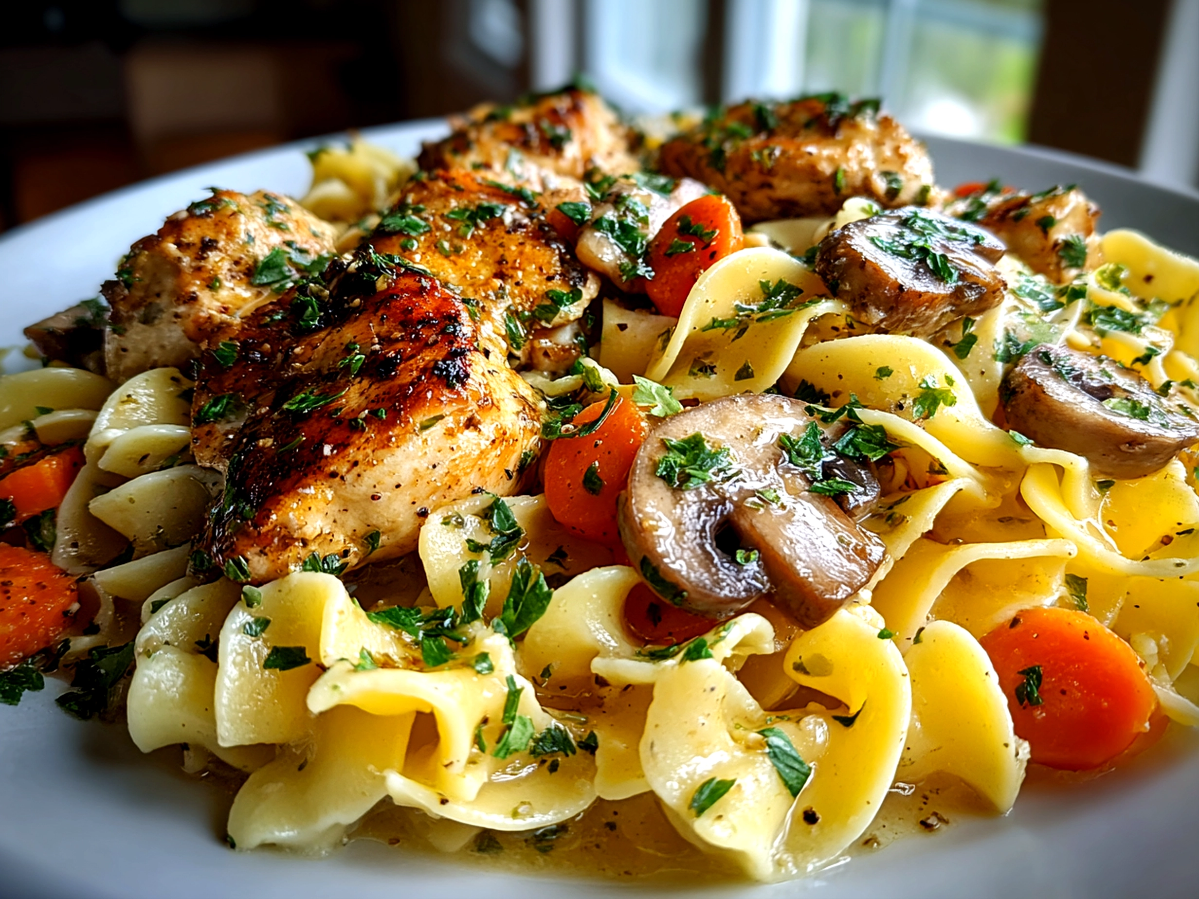 Comforting One-Pan Chicken Dinner with Buttered Noodles