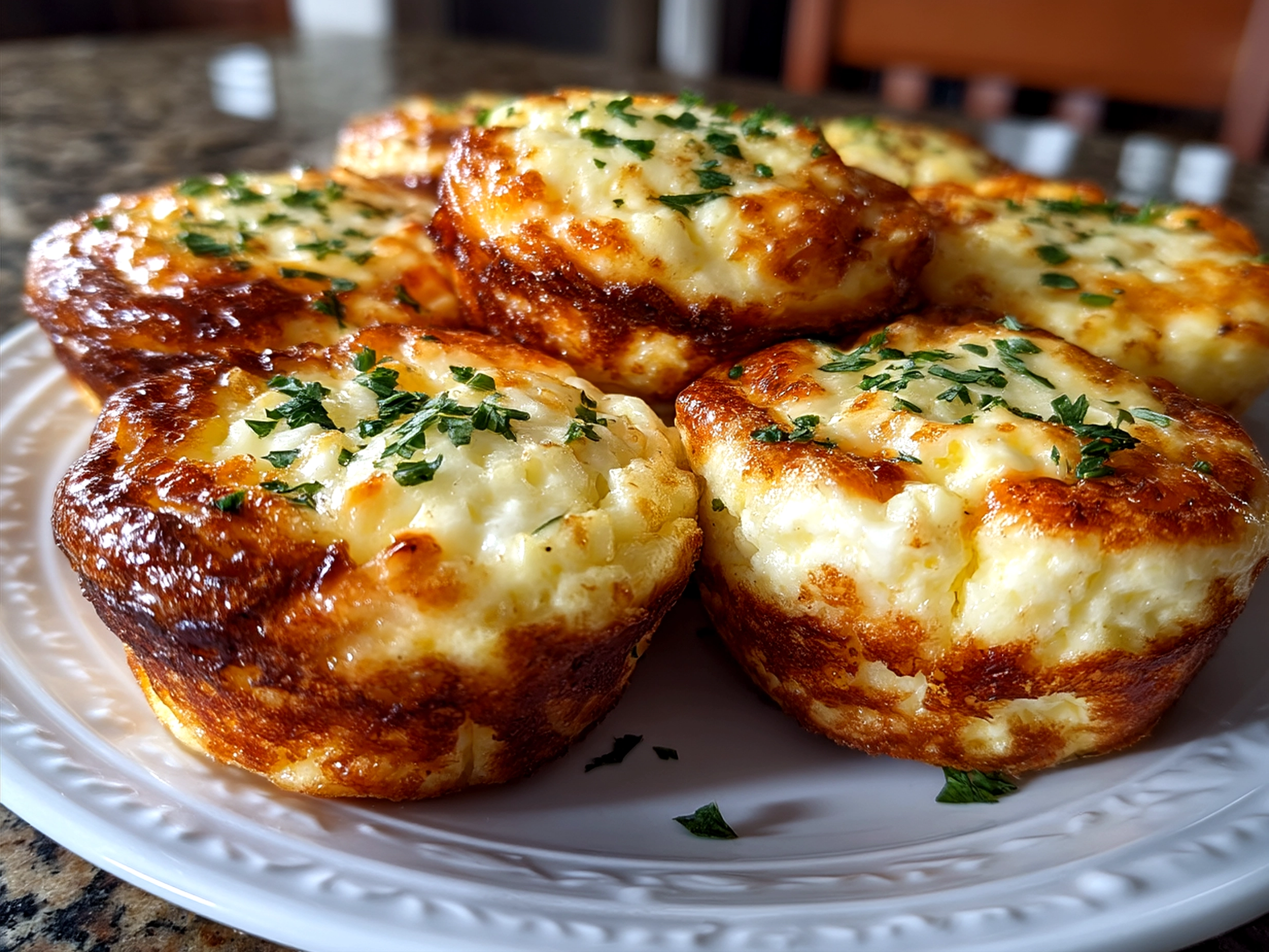 Delicious Cottage Cheese Egg Bites served on a plate with fresh greens