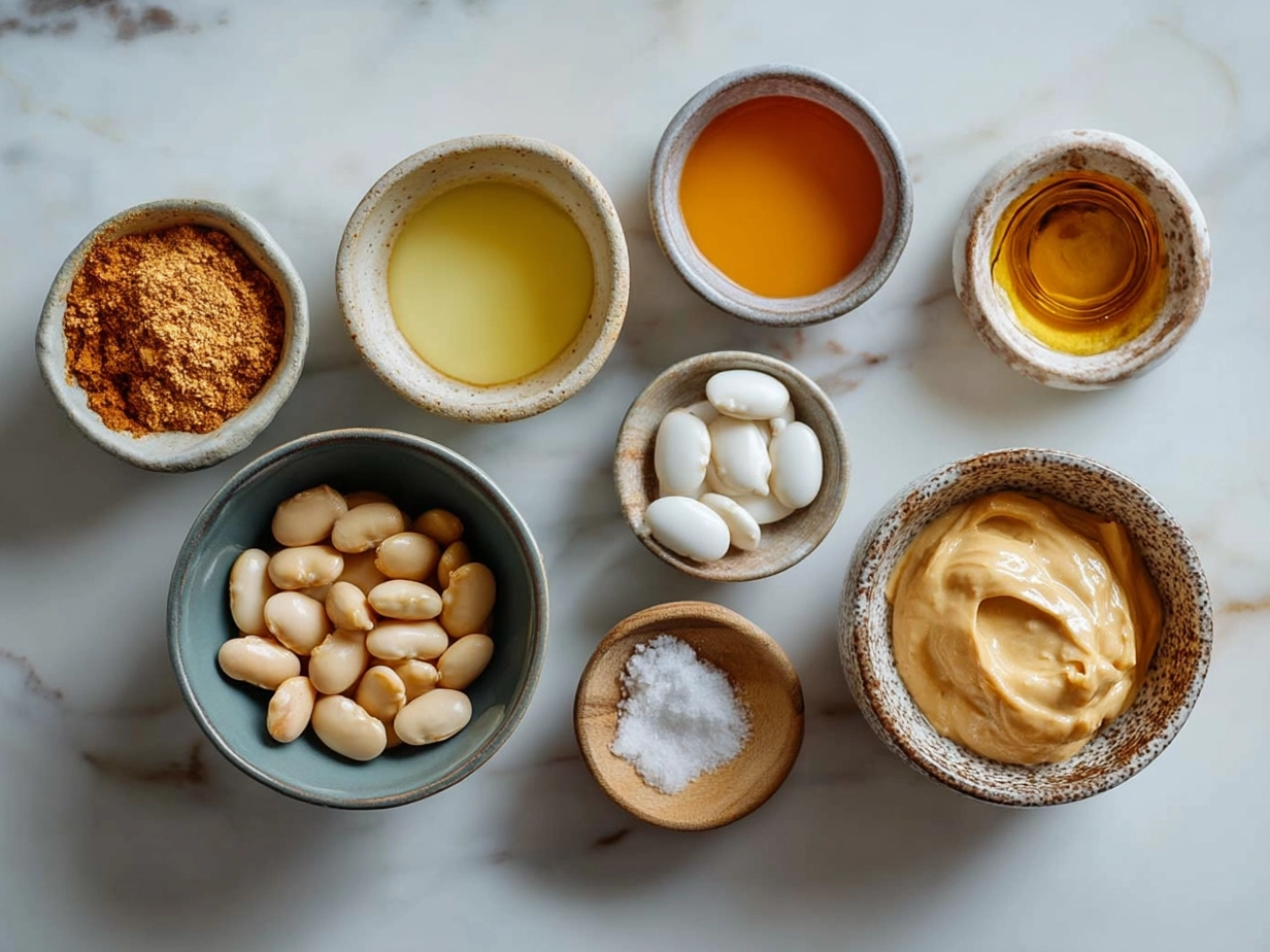Ingredients for creamy miso butter beans recipe