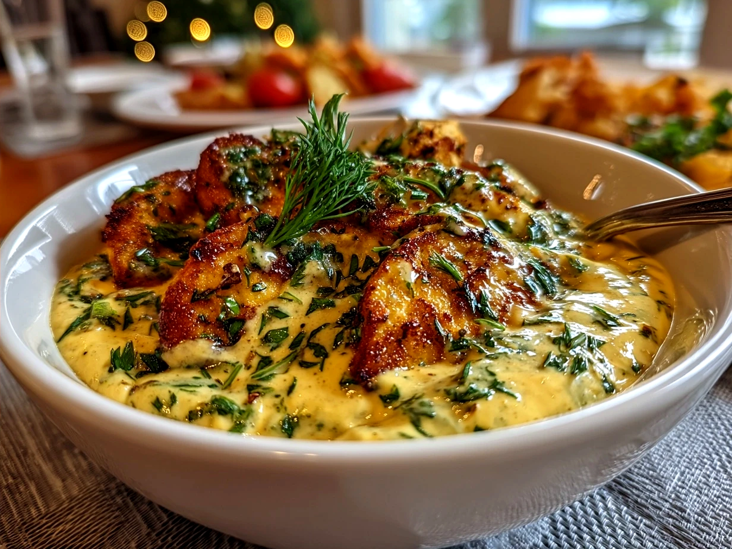 Creamy Pesto Aioli served with roasted vegetables and crusty bread