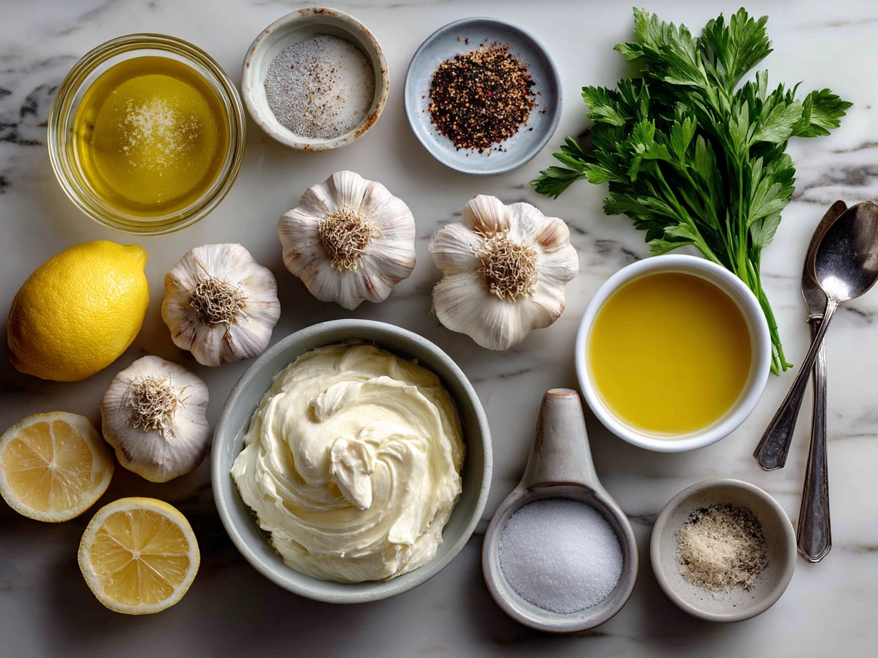 Ingredients for Creamy Roast Garlic and Lemon Pasta Sauce