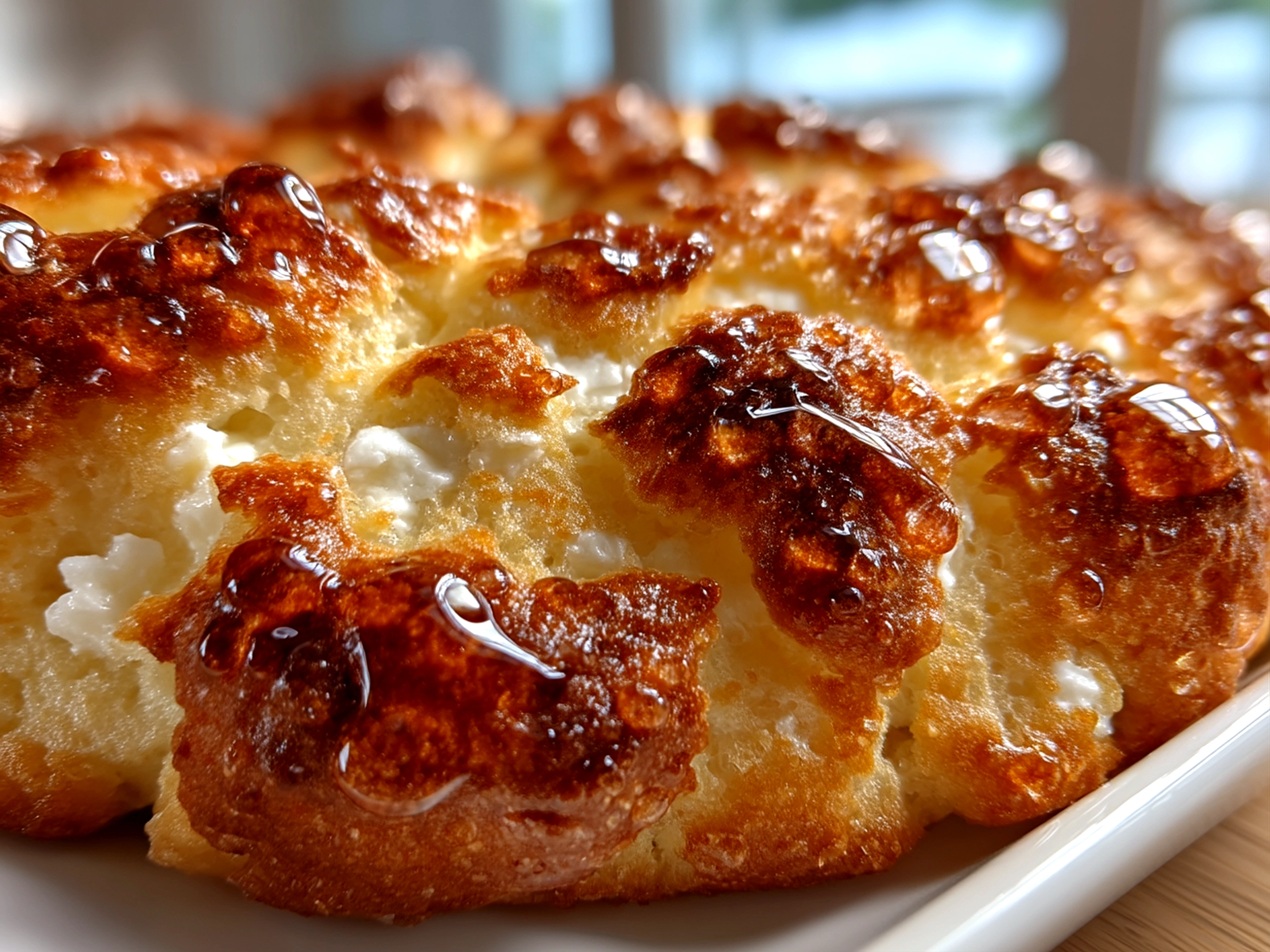 Close-up of freshly baked Cottage Cheese Cloud Bread
