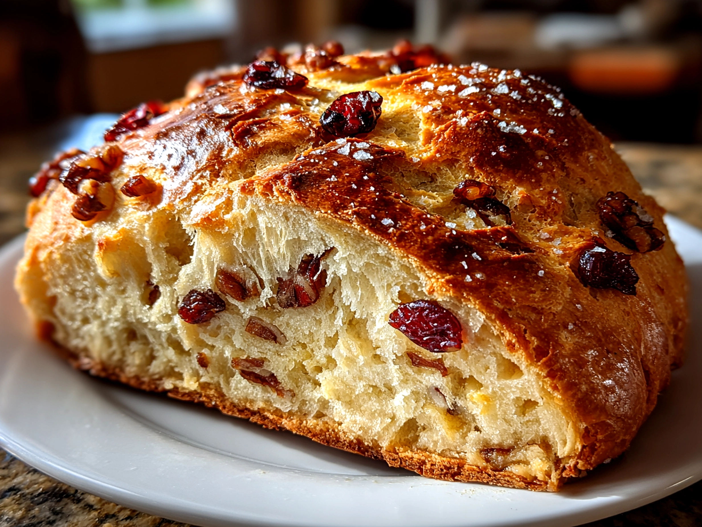 Freshly Baked Cranberry Raisin Walnut Cinnamon Artisan Bread