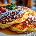 Freshly prepared fluffy pancakes stack