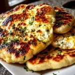 Freshly prepared garlic cottage cheese naan