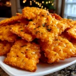 freshly prepared sourdough cheez-it crackers on white plate