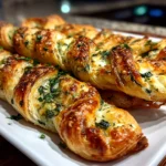 Freshly prepared spinach and feta puff pastry twists plated