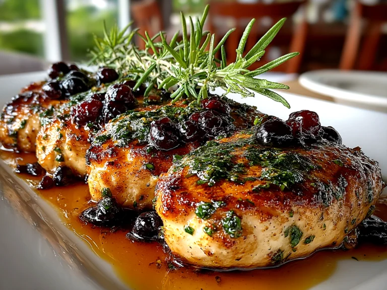 Homemade Blueberry Thyme Chicken close-up