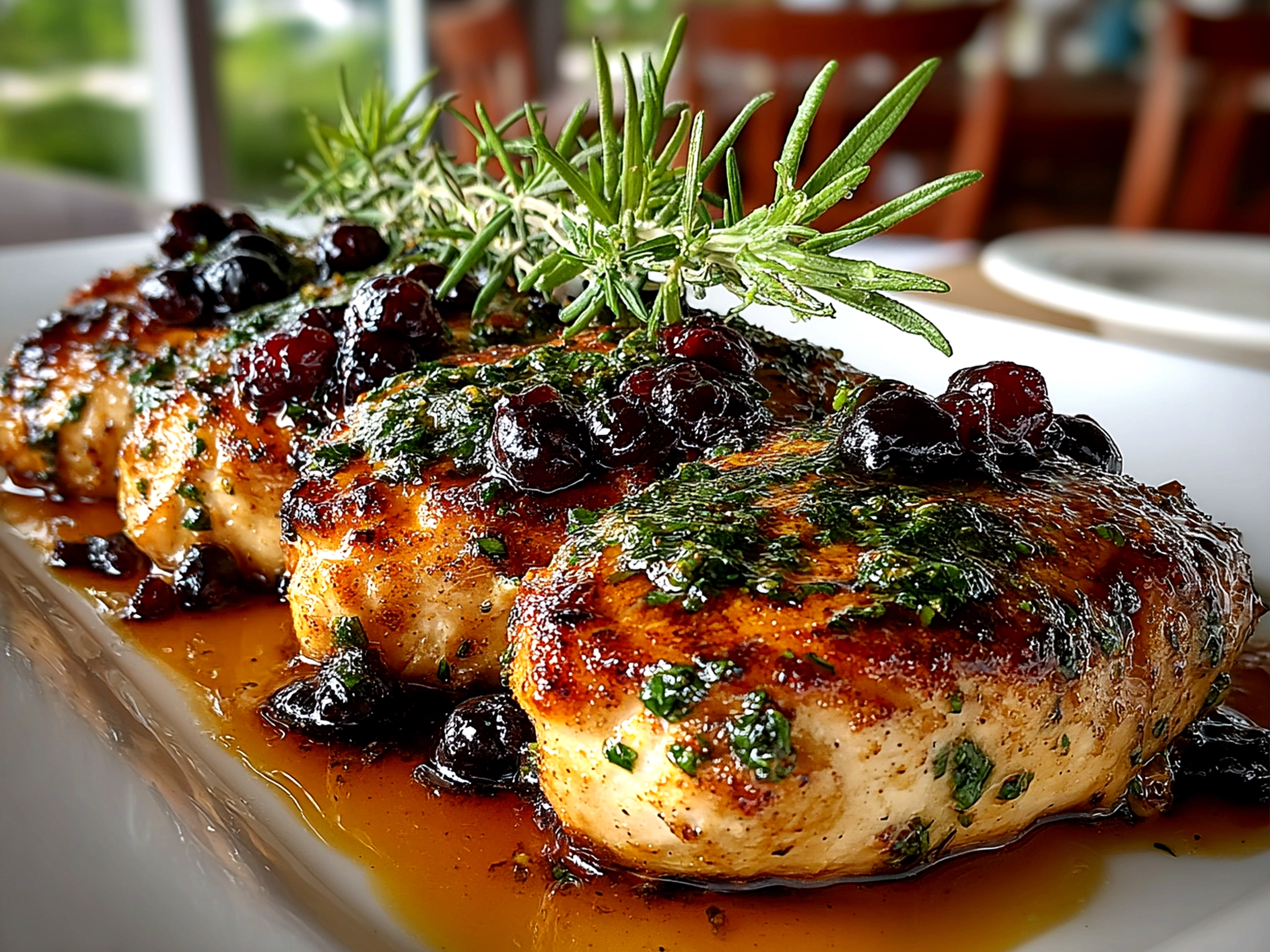 Homemade Blueberry Thyme Chicken close-up