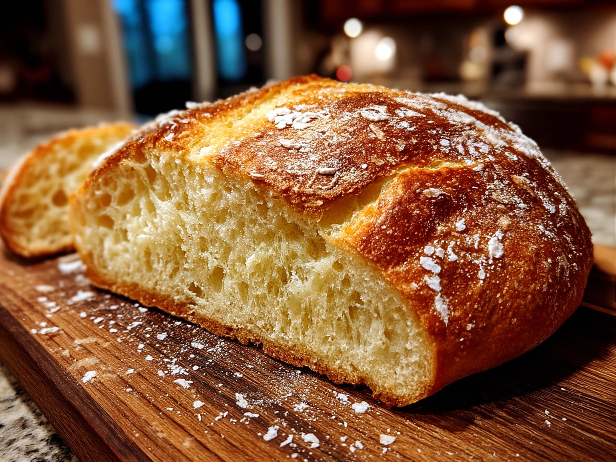 Sliced Homemade Italian Bread served on a plate