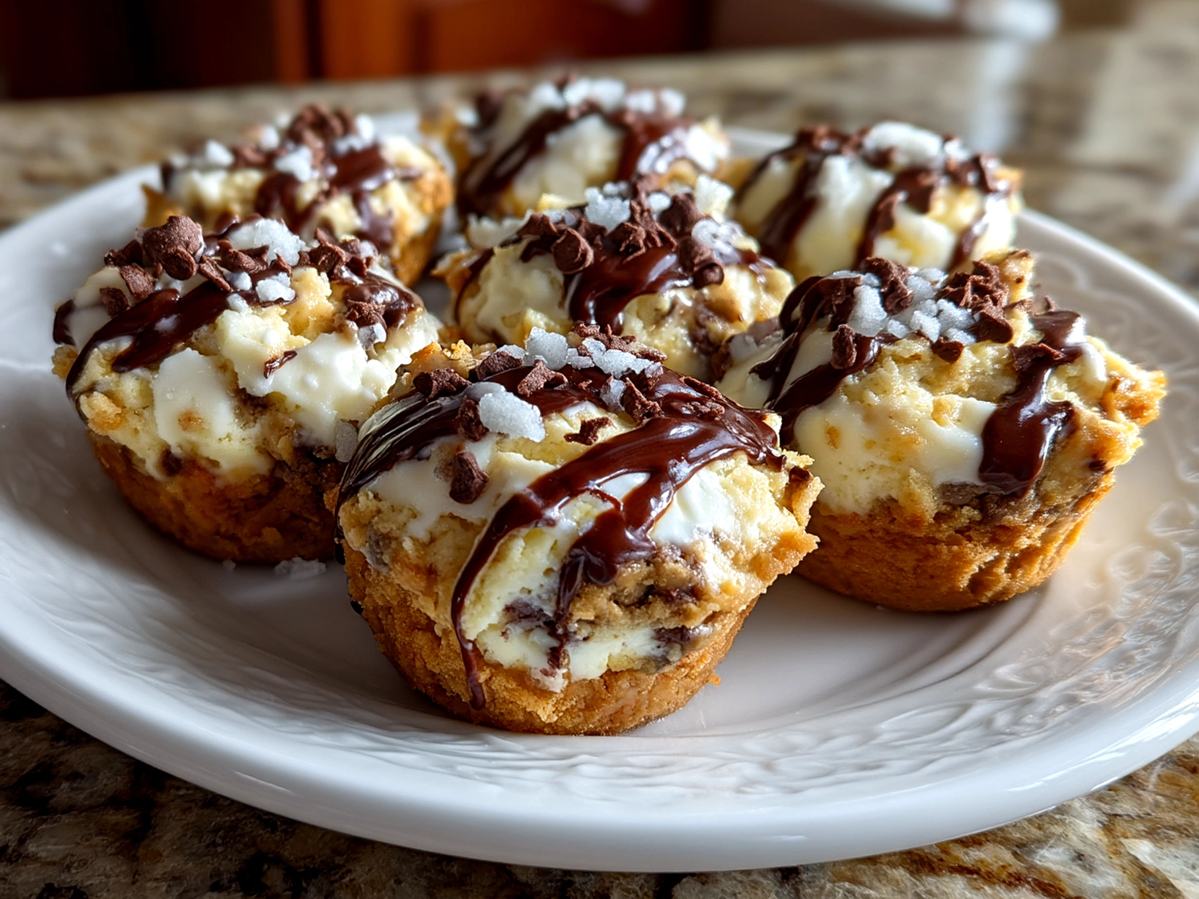 Close-up of delicious Cookie Dough Frozen Yogurt Bites served on a plate